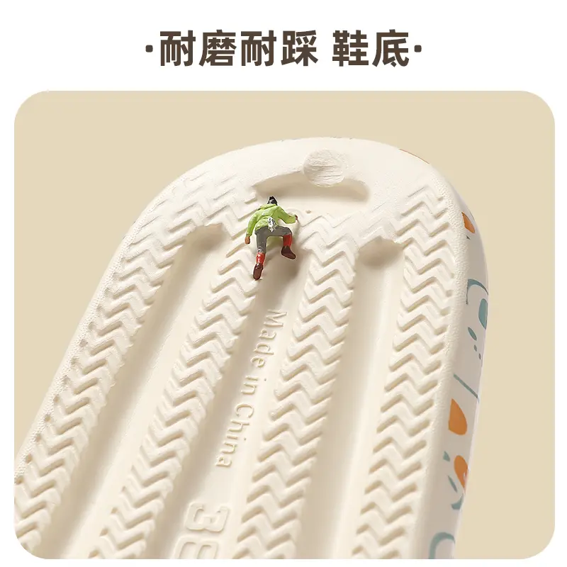 Cartoon Bear Graffiti Heart RabbPrint Women Slippers Men Flip Flops Thick Soft EVA Non-slip Summer Sandals Home Beach Slides