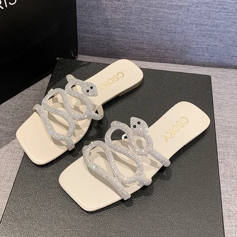Crystal Rome Women's Slipper Fashion Summer Bling Flat Shoe Comfort Sandals for Women Outdoor Casual Party Flip Flops Slippers