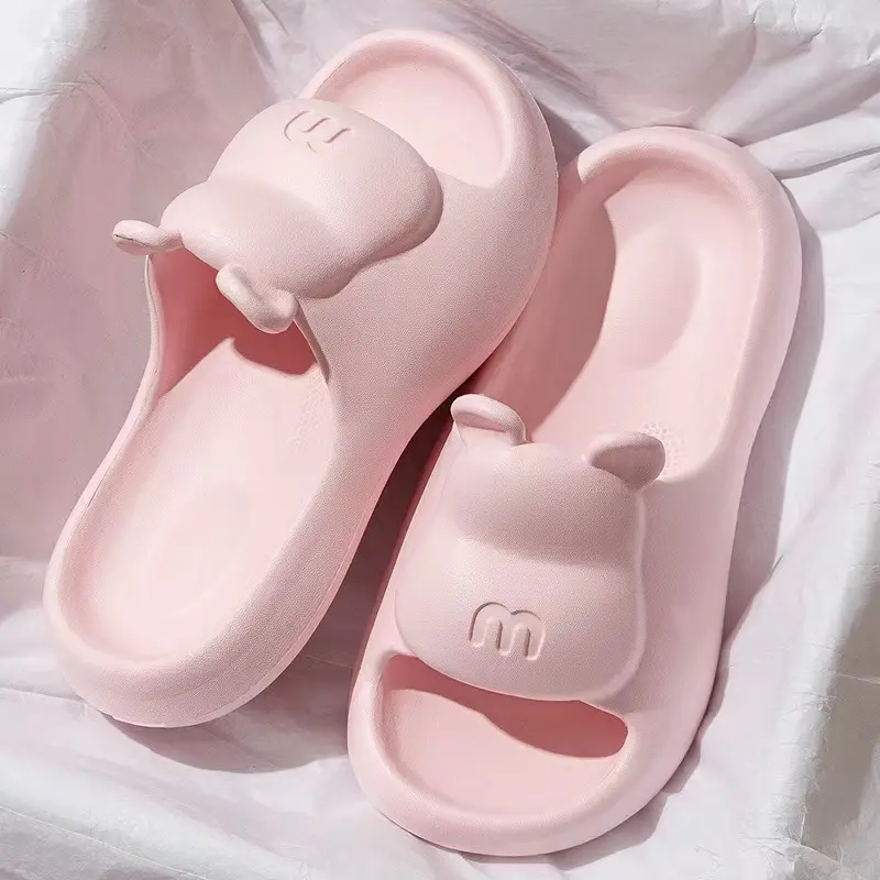 Summer Slippers Bathroom Platform Non-Slip Home Bear Cartoon Flip Flops Beach Women Slipper Sandals Slides Indoor Outdoor Sandal