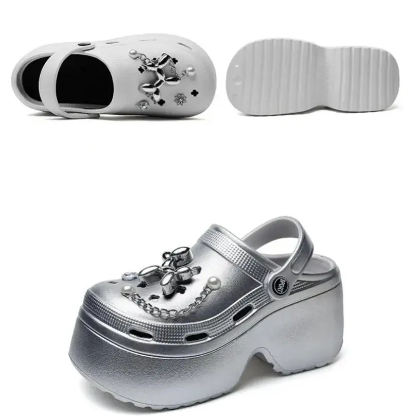 Home Slipper Platform High Heel Clog Woman Thick charm Sandal Flip Flops Beach Non Slip House Cloud Shoe Female Slides Ladies