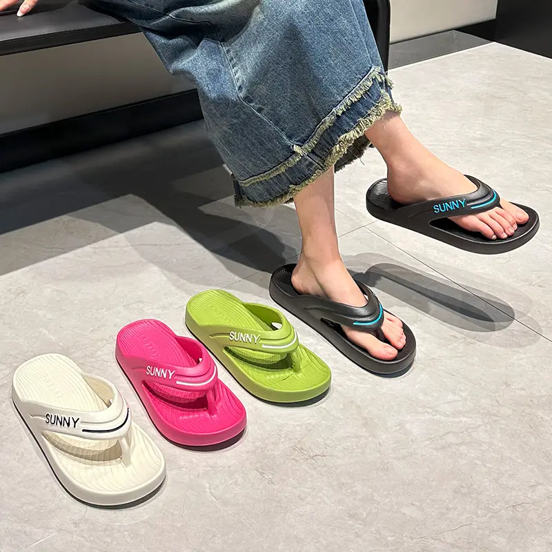 Thick Platform EVA Flip Flops For Women Summer Clip Toe Non Slip Beach Sandals Woman Men Comfortable Soft Sole Cloud Slippers