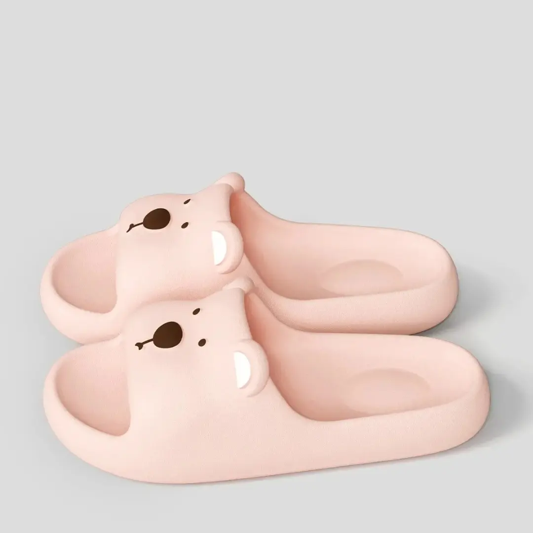 Cute Bear Women Home Slippers Summer Flat Beach sandals Fashion Soft Non-Slip Slides Indoor Outdoor Men Bathroom Flip Flops