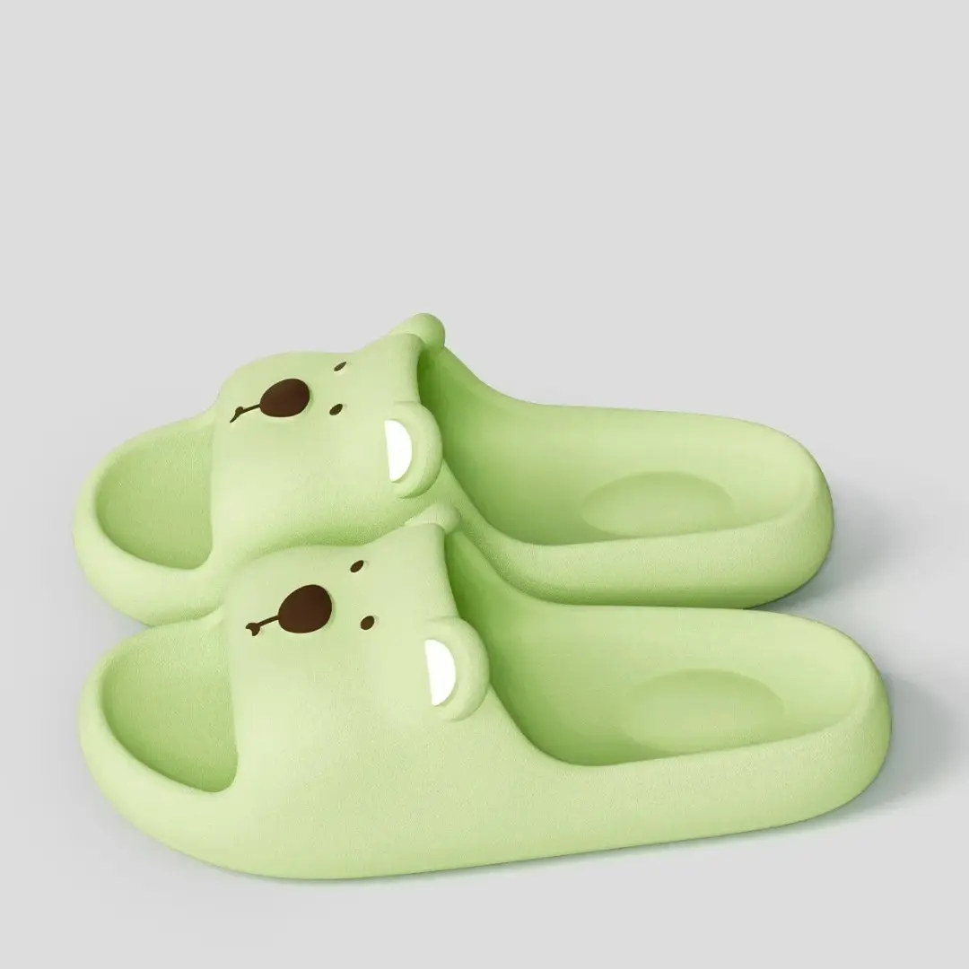 Cute Bear Women Home Slippers Summer Flat Beach sandals Fashion Soft Non-Slip Slides Indoor Outdoor Men Bathroom Flip Flops