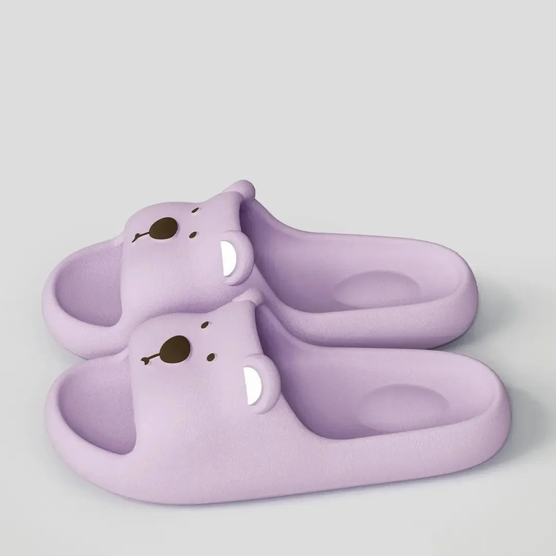 Cute Bear Women Home Slippers Summer Flat Beach sandals Fashion Soft Non-Slip Slides Indoor Outdoor Men Bathroom Flip Flops