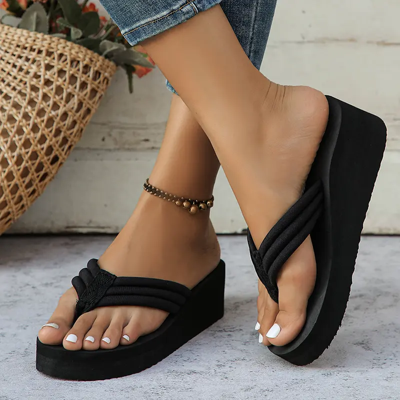 Lightweight Wedge Flip Flops for Women Fashion Clip Toe Platform Slippers Woman 2025 Summer Thick Bottom Non Slip Beach Slides