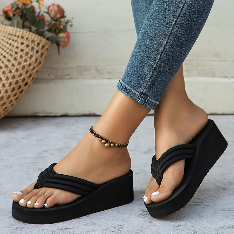 Lightweight Wedge Flip Flops for Women Fashion Clip Toe Platform Slippers Woman 2025 Summer Thick Bottom Non Slip Beach Slides
