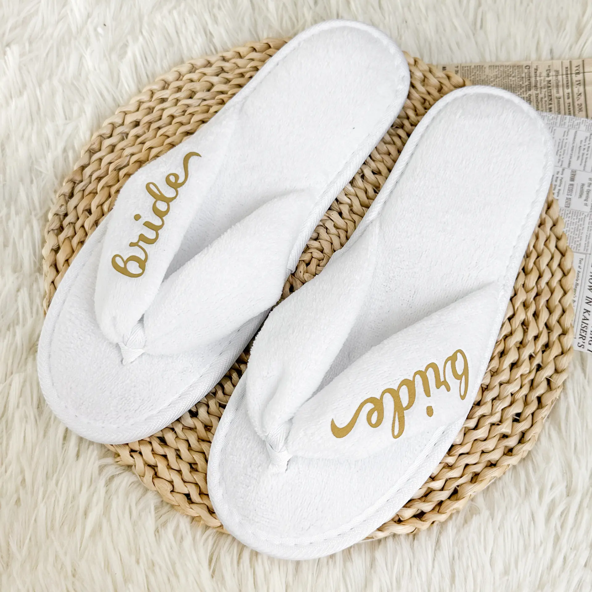 Bridal Party Y-Strap Slippers Set  Wedding Party Guests Home Slip-on Flip Flops, For Bride And Bachelorettes