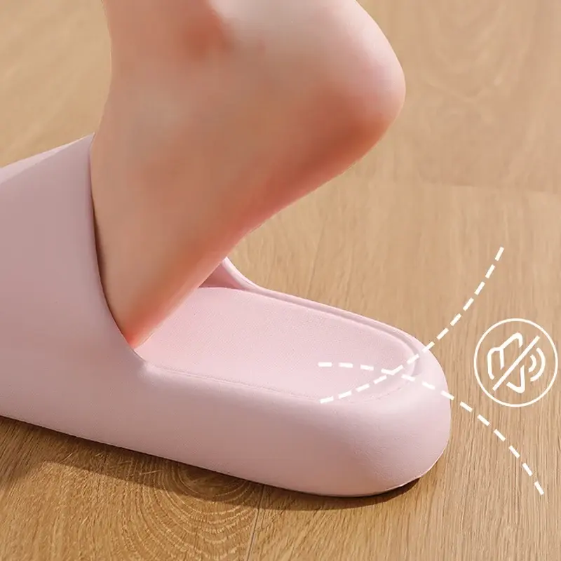 YNPO Unisex Bathroom Slippers Cloud Cushion Slides Summer Flat Sandals Thick Platform Shoes Indoor Non-Slip Couple Flip Flops