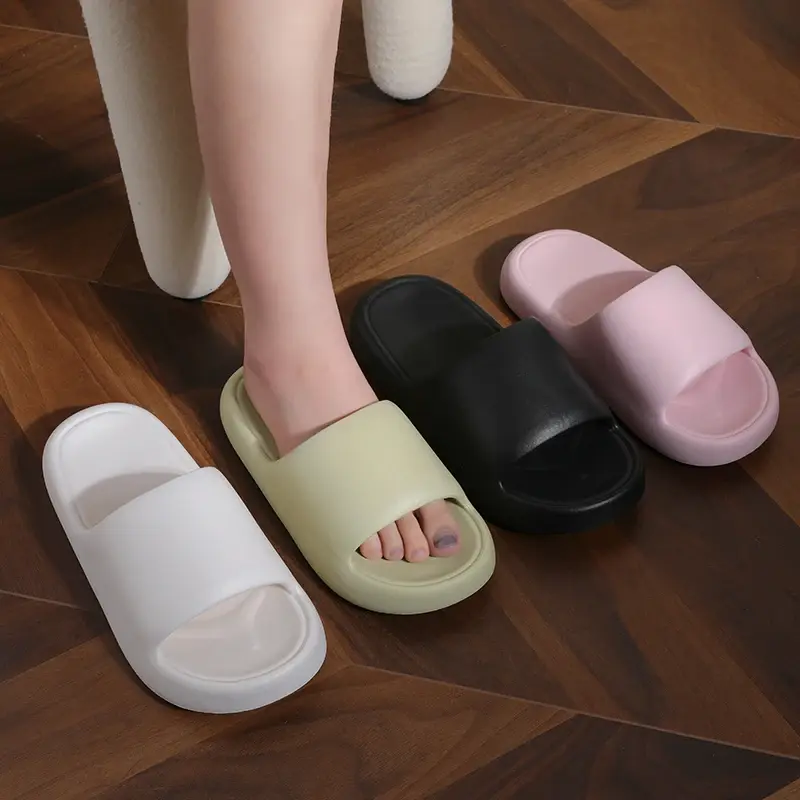 YNPO Unisex Bathroom Slippers Cloud Cushion Slides Summer Flat Sandals Thick Platform Shoes Indoor Non-Slip Couple Flip Flops