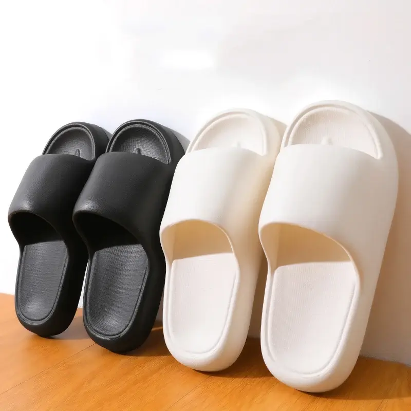 YNPO Unisex Bathroom Slippers Cloud Cushion Slides Summer Flat Sandals Thick Platform Shoes Indoor Non-Slip Couple Flip Flops
