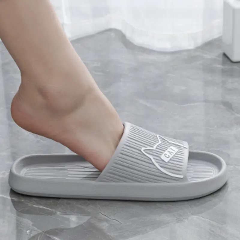 Women Slippers Bath Thick Platform Non-Slip Home Cat Cartoon Flip Flops Summer Beach Sandals Couple Slides Indoor Shoes