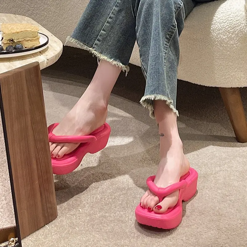 Women's Thick Bottom Wedges Flip Flops 2025 Summer Clip Toe Platform Non Slip Sandals Woman Eva Outdoor Chunky Slippers Slides