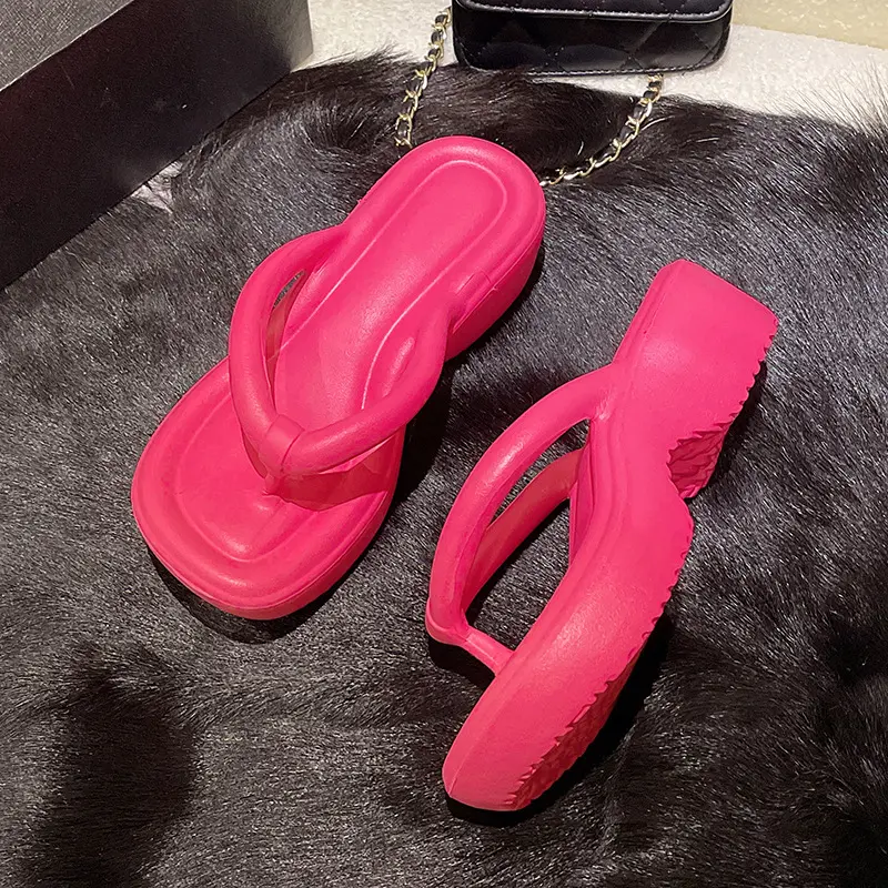 Women's Thick Bottom Wedges Flip Flops 2025 Summer Clip Toe Platform Non Slip Sandals Woman Eva Outdoor Chunky Slippers Slides