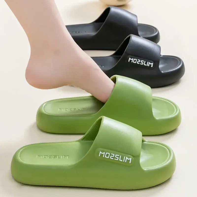 2025 New Summer Thick Platform Eva Pillow Slippers for Women Letter Print Soft Sole Home Slides Woman Non Slip Beach Flip Flops