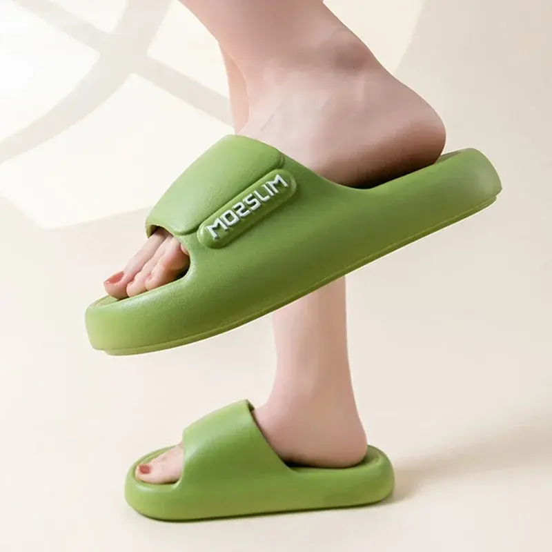 2025 New Summer Thick Platform Eva Pillow Slippers for Women Letter Print Soft Sole Home Slides Woman Non Slip Beach Flip Flops