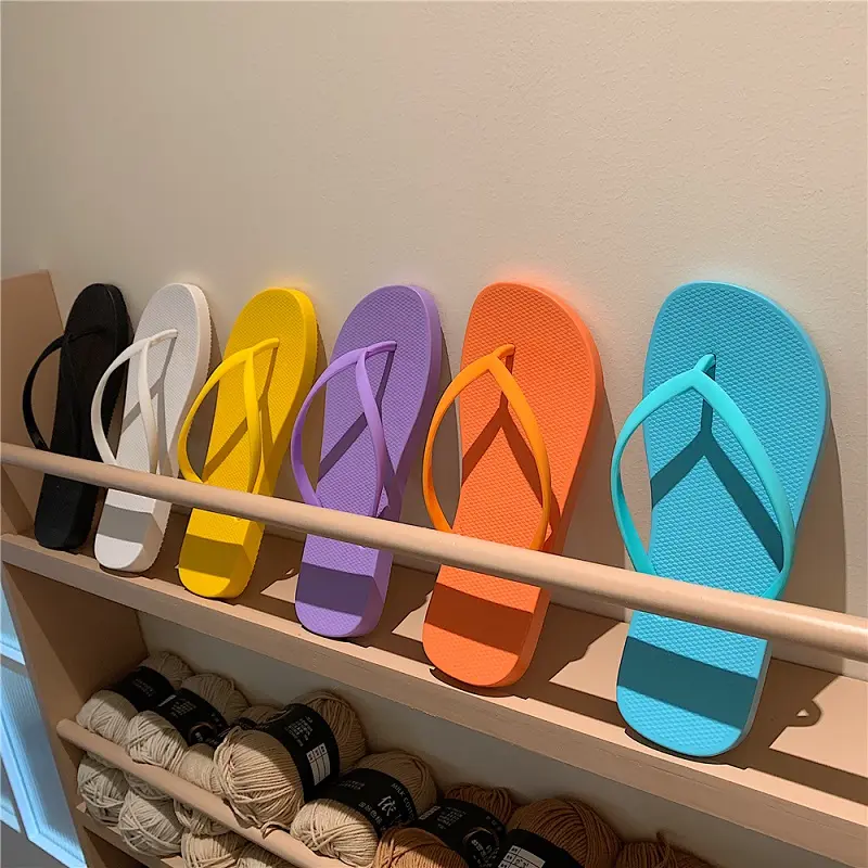 New Solid Color Non-Slip Leisure Couple Slippers Summer Beach Slippers Outdoor Women Flip Flops Breathable Beach Sandals Women
