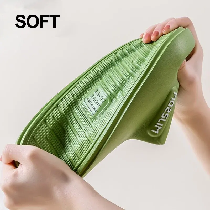 2025 New Summer Thick Platform Eva Pillow Slippers for Women Letter Print Soft Sole Home Slides Woman Non Slip Beach Flip Flops