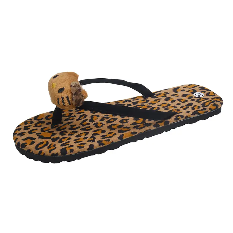 Sanrio Hellokitty Leopard Print Flip Flops Cute Home Slippers Fashion Casual Out/In Door Ladies Slippers Woman Beach Shoes Gift