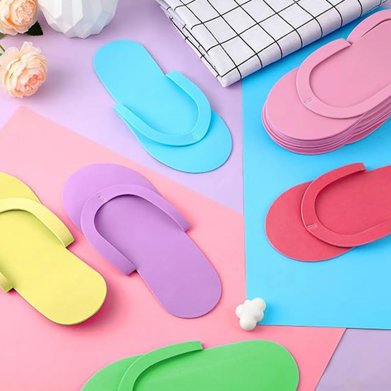 Disposable Pedicure Slippers Foam Disposable Multi Color Spa Flip Flops Pedicure Shoes for Women Salon Nail Spa