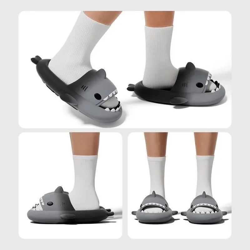 Summer Shark Slippers for Men And Women EVA Solid Color Slides Fashion Thick Sole Flip Flops Couples Outdoor Non-Slip Sandals