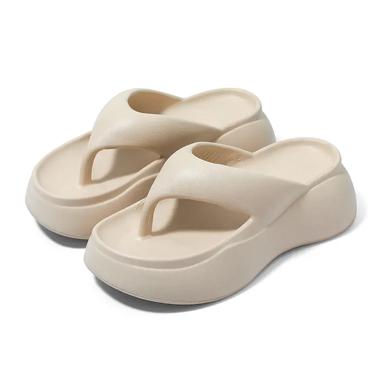 Japanese thick soled flip flops for women's summer outdoor wear 2024 new EVA anti slip anti odor height increasing beach shoes