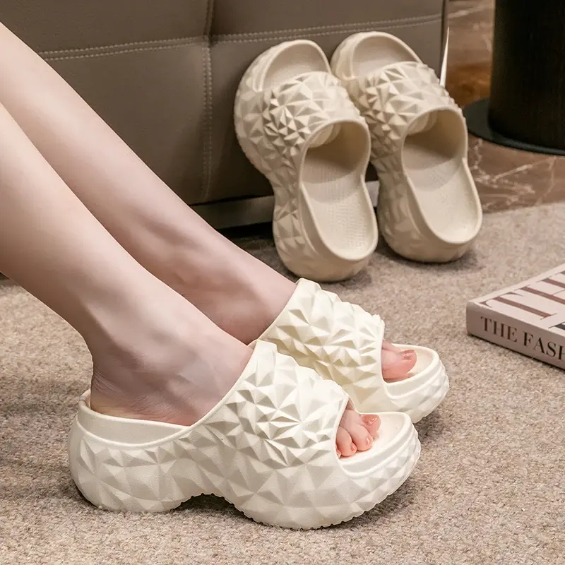 7CM Women Summer High Heeled Slippers Ladies Indoor Wedges Non-slips Sandals Couples Outdoor Beach Thick Sole EVA Flip Flops