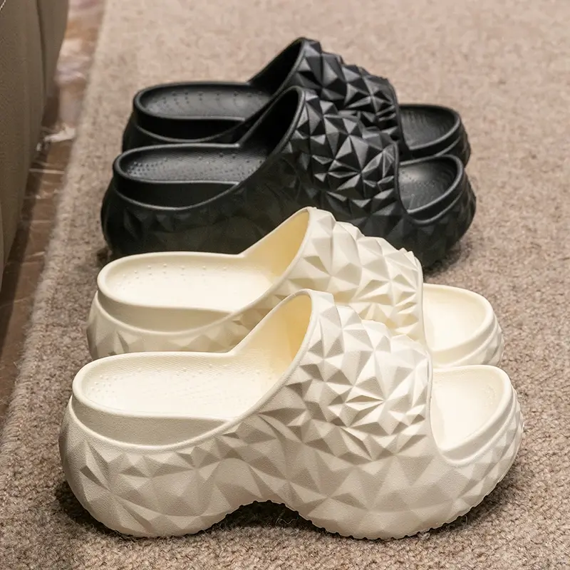 7CM Women Summer High Heeled Slippers Ladies Indoor Wedges Non-slips Sandals Couples Outdoor Beach Thick Sole EVA Flip Flops