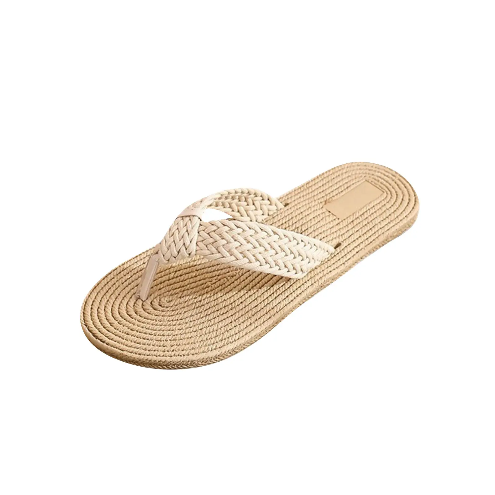 Women's Summer Casual Slides Comfortable Flax Slippers Imitation Hemp Rope Flat Bottomed Beach Flip Flops Indoor Shoes Footwear