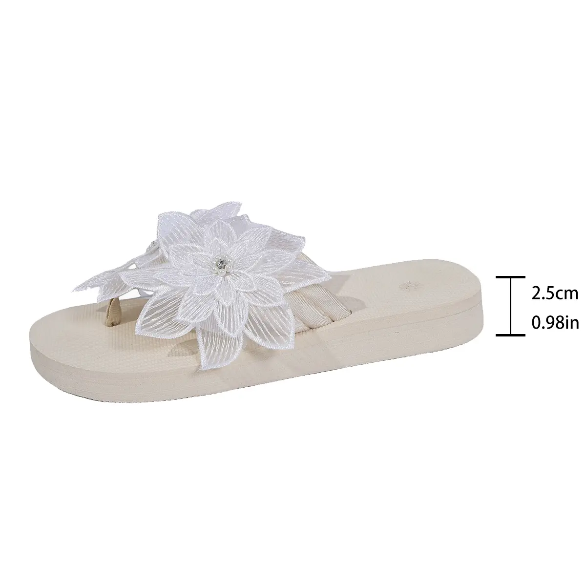 Flower Decor Wedge Flip Flops Women 2025 Summer Clip Toe Beach Slippers Woman Lightweight Non Slip Platform Sandals Slides Mujer
