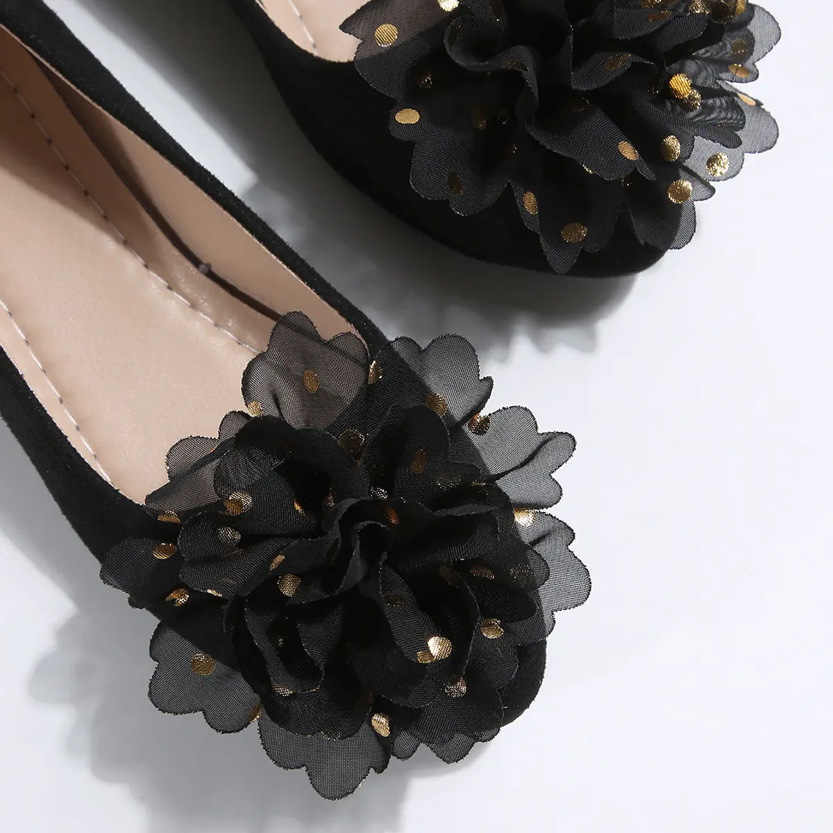 Flower Decor Ballet Flat Shoes Women 2025 Spring Slip On Loafers Woman Plus Size 42 Comfort Soft Sole Casual Glitter Flats