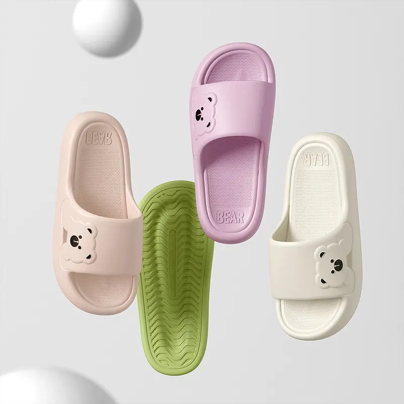 Cute Bear Thick Platform Eva Slippers Women Soft Bottom Home Bathroom Slippers Woman Cloud Slides Non Slip Indoor House Shoes