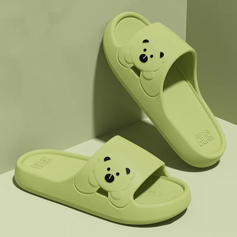 Cute Bear Thick Platform Eva Slippers Women Soft Bottom Home Bathroom Slippers Woman Cloud Slides Non Slip Indoor House Shoes