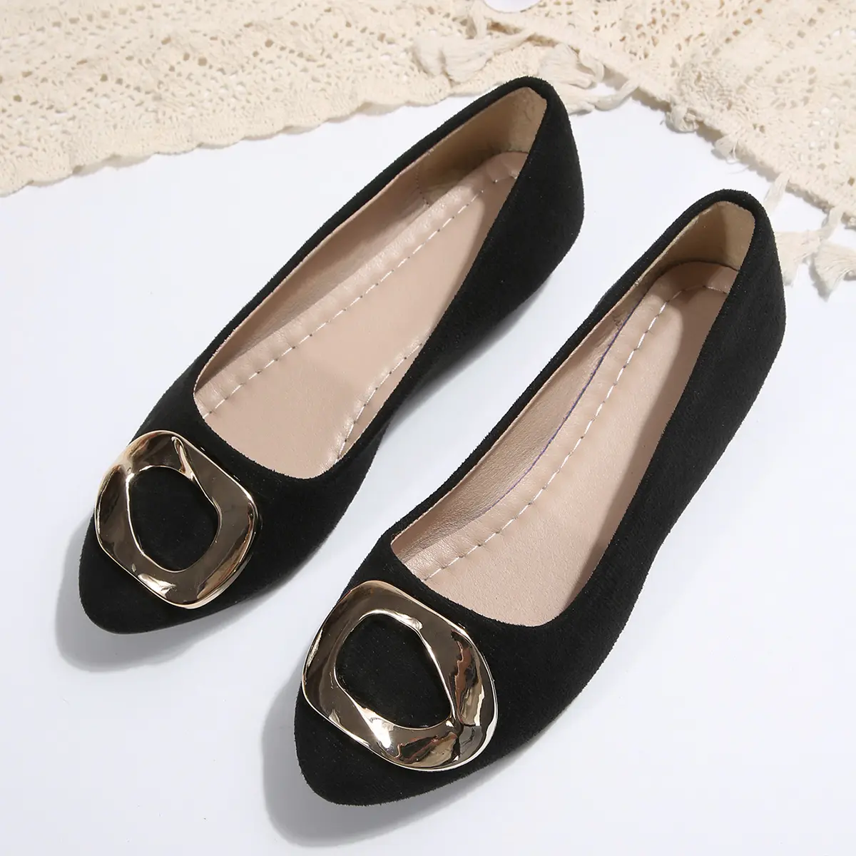 Black Flat Heels Ladies Office Shoes Comfort Soft Sole Casual Shoes Women Plus Size 42 Slip On Non Slip Ballet Flat Shoes Woman
