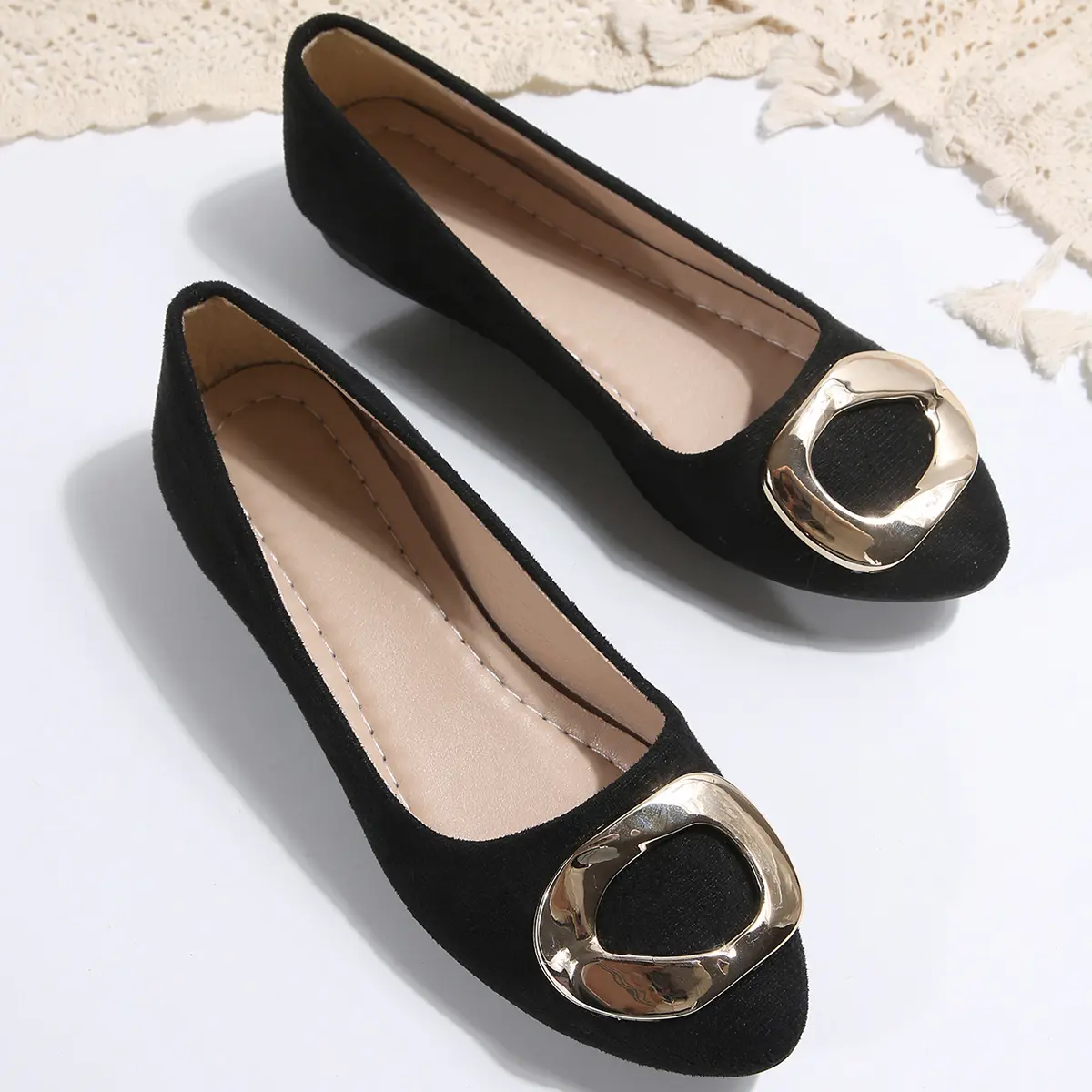Black Flat Heels Ladies Office Shoes Comfort Soft Sole Casual Shoes Women Plus Size 42 Slip On Non Slip Ballet Flat Shoes Woman