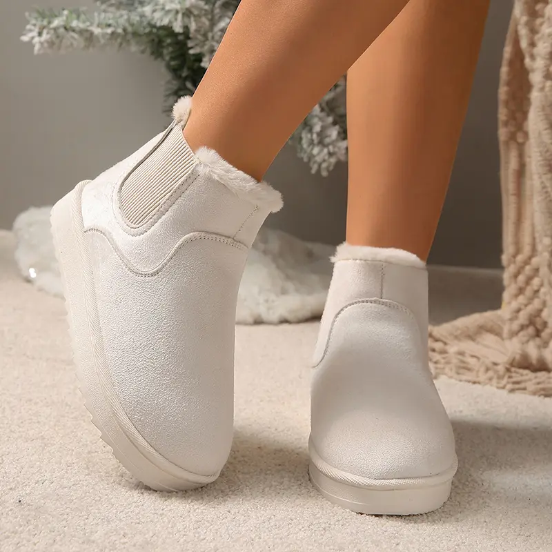 Thicken Plush Cotton Padded Ankle Boots Women Winter Warm Thick Sole Platform Snow Boots Plus Size Comfort Non Slip Cotton Shoes