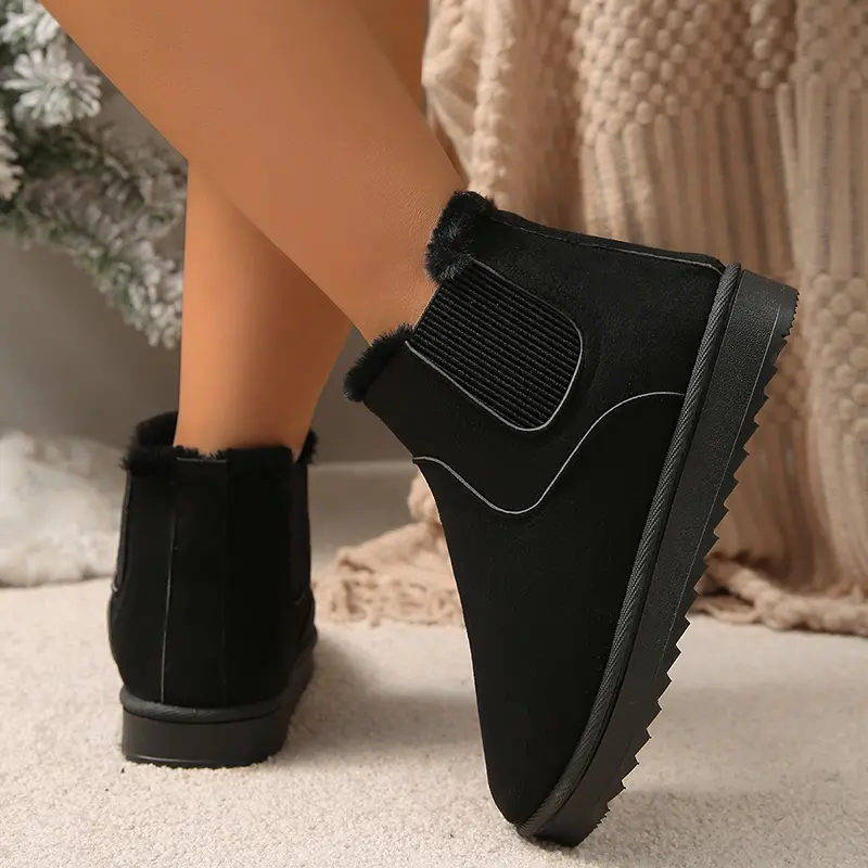 Thicken Plush Cotton Padded Ankle Boots Women Winter Warm Thick Sole Platform Snow Boots Plus Size Comfort Non Slip Cotton Shoes
