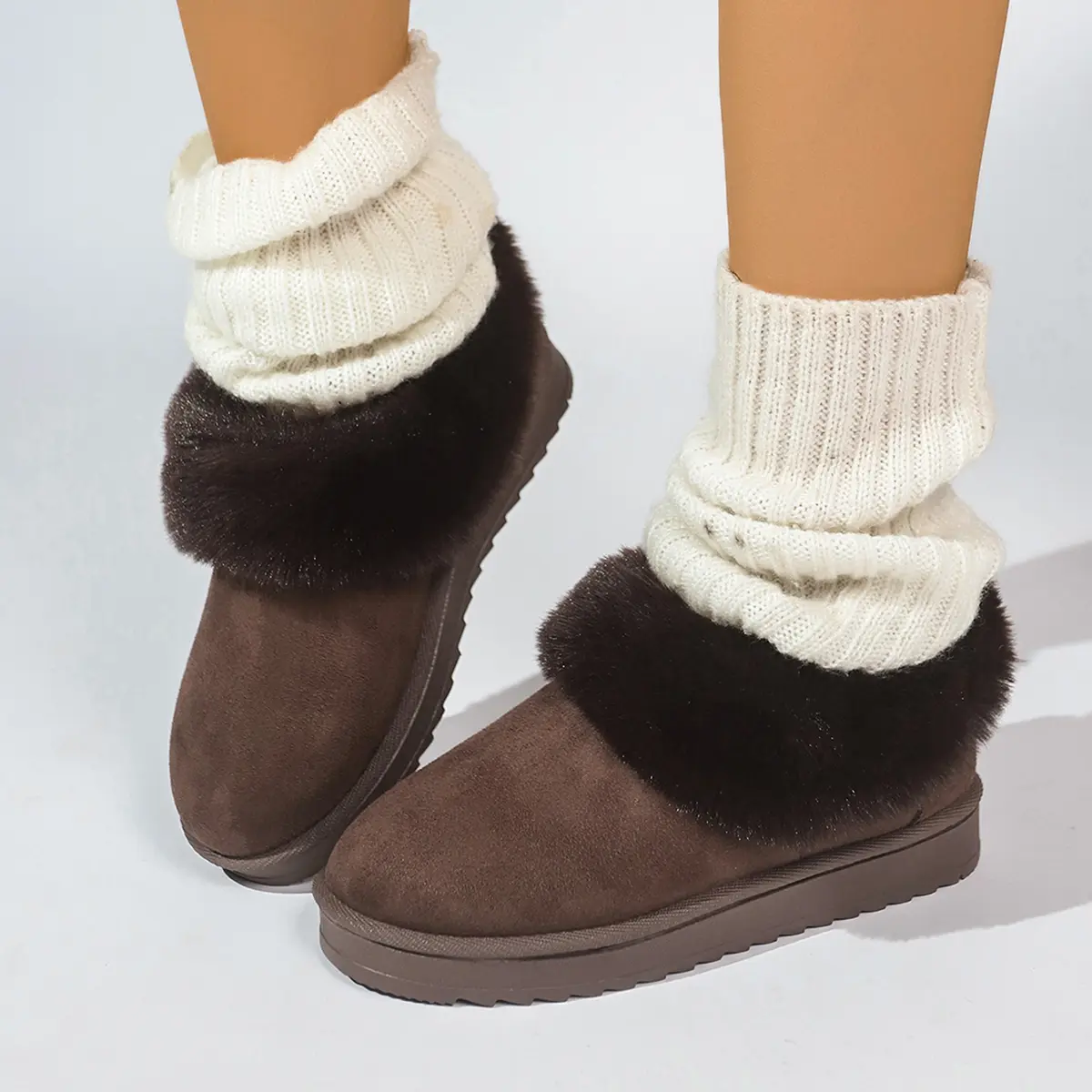 Non Slip Flat Heels Snow Boots for Women 2025 Winter Warm Thicken Plush Ankle Boots Woman Faux Fur Platform Cotton Botas Mujer