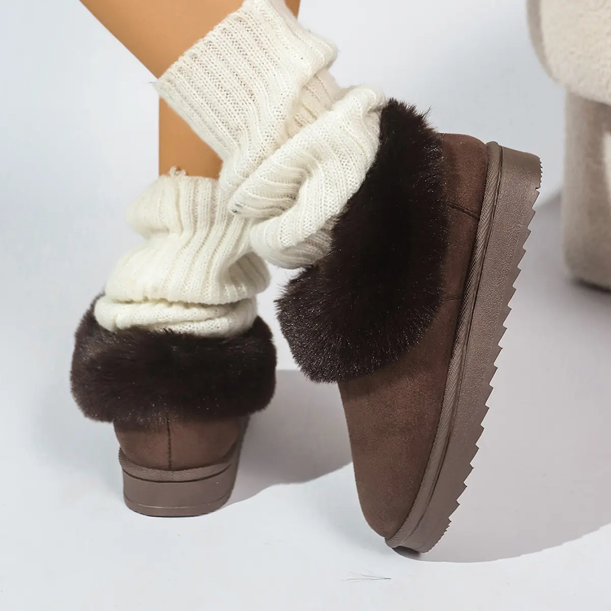 Non Slip Flat Heels Snow Boots for Women 2025 Winter Warm Thicken Plush Ankle Boots Woman Faux Fur Platform Cotton Botas Mujer