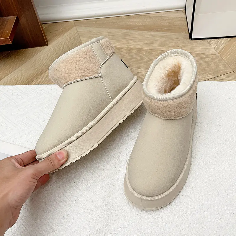 Women Warm Thicken Plush Snow Boots 2025 Winter Non Slip Thick Bottom Cotton Shoes Woman Faux Suede Chunky Platform Ankle Botas