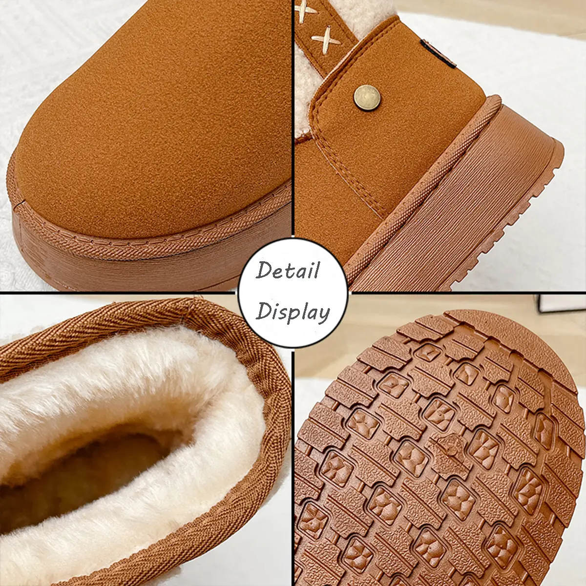 Women Warm Thicken Plush Snow Boots 2025 Winter Non Slip Thick Bottom Cotton Shoes Woman Faux Suede Chunky Platform Ankle Botas