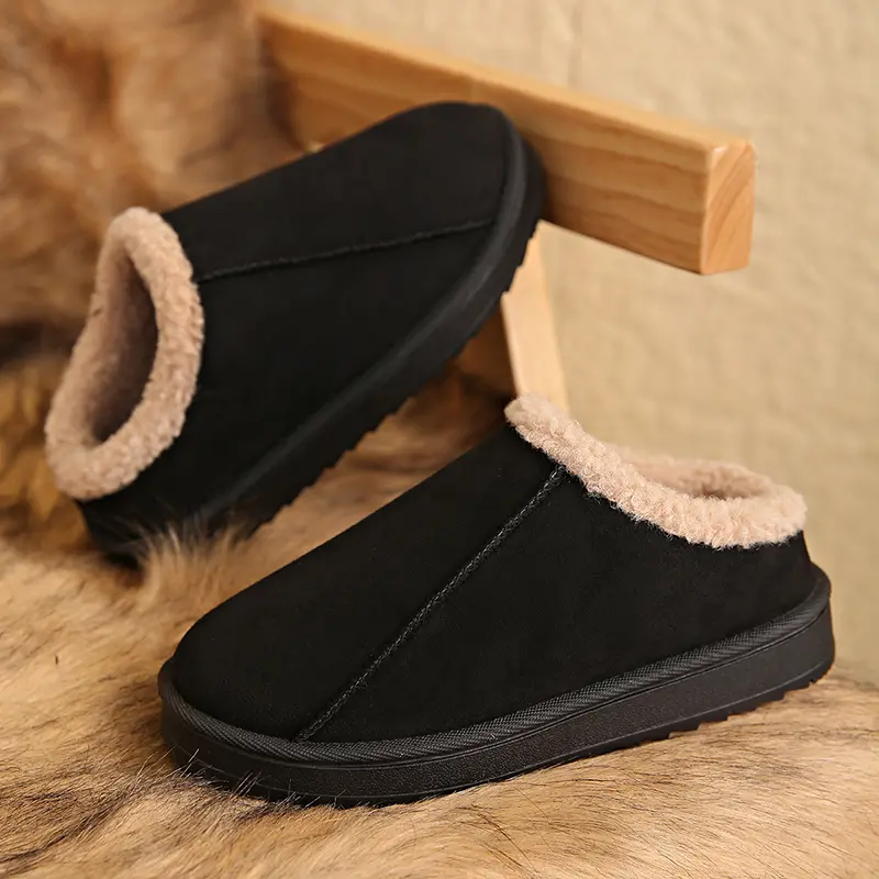 Women's Faux Suede Warm Comfort Ankle Boots Thicken Plush Cotton Padded Slippers Winter Thick Sole Platform Snow Boots Woman