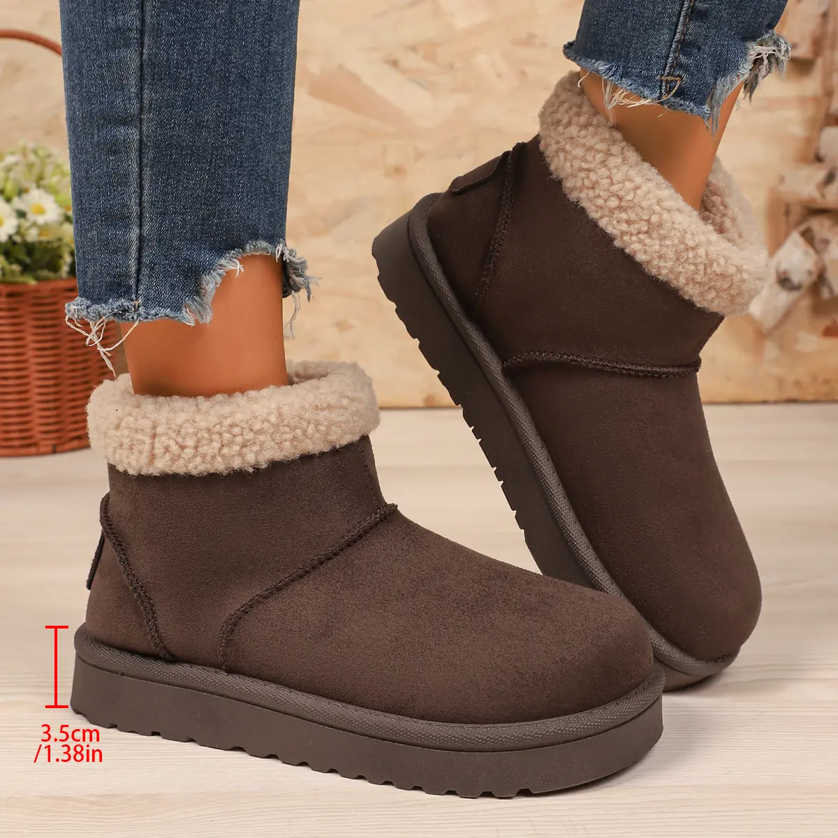 Faux Fur Thick Bottom Snow Boots Women 2025 Winter Warm Thicken Plush Cotton Padded Shoes Woman Non Slip Platform Ankle Botas
