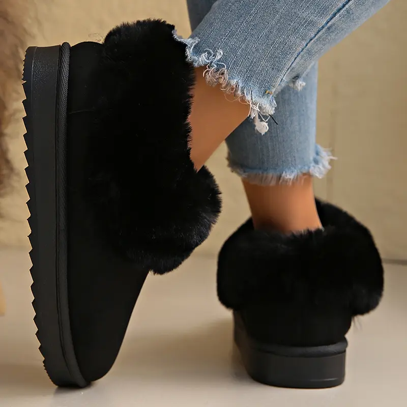 Women's Warm Comfort Faux Fur Ankle Boots Winter Thicken Plush Cotton Padded Snow Boots Thick Sole Non Slip Platform Casual Shoe