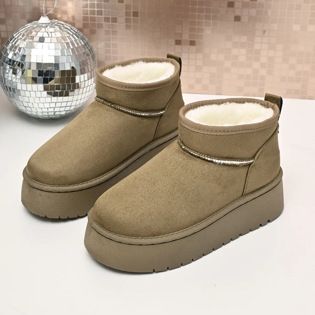 Basic Warm Thicken Plush Snow Boots for Women 2025 Winter Non Slip Chunky Platform Ankle Boots Woman Thick Bottom Cotton Shoes