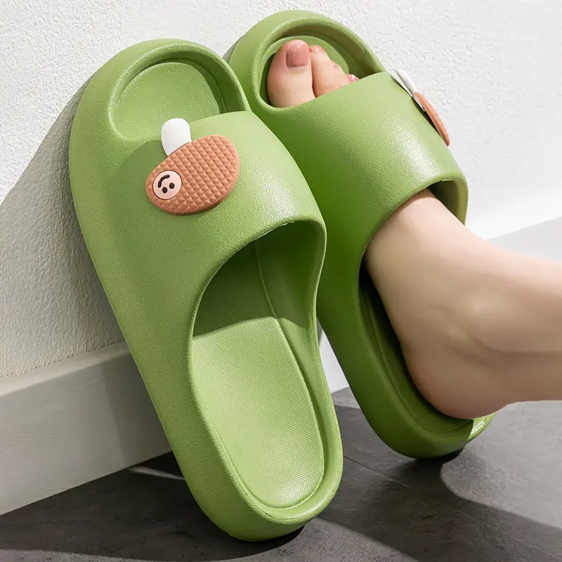 Women's Summer Cartoon Decor Eva Slides Lightweight Soft Sole Cloud Slippers Woman Non-Slip Indoor Home Slippers Couple Shoes