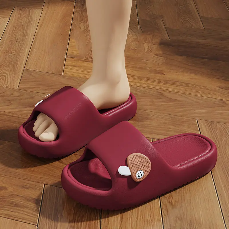 Women's Summer Cartoon Decor Eva Slides Lightweight Soft Sole Cloud Slippers Woman Non-Slip Indoor Home Slippers Couple Shoes