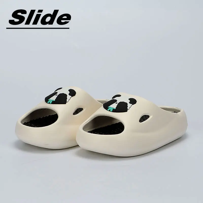 Cartoon Panda Indoor Shiatsu Massage Slippers Women Thick Bottom Non Slip Bathroom Slippers 2024 Summer Platform Sandals Slides