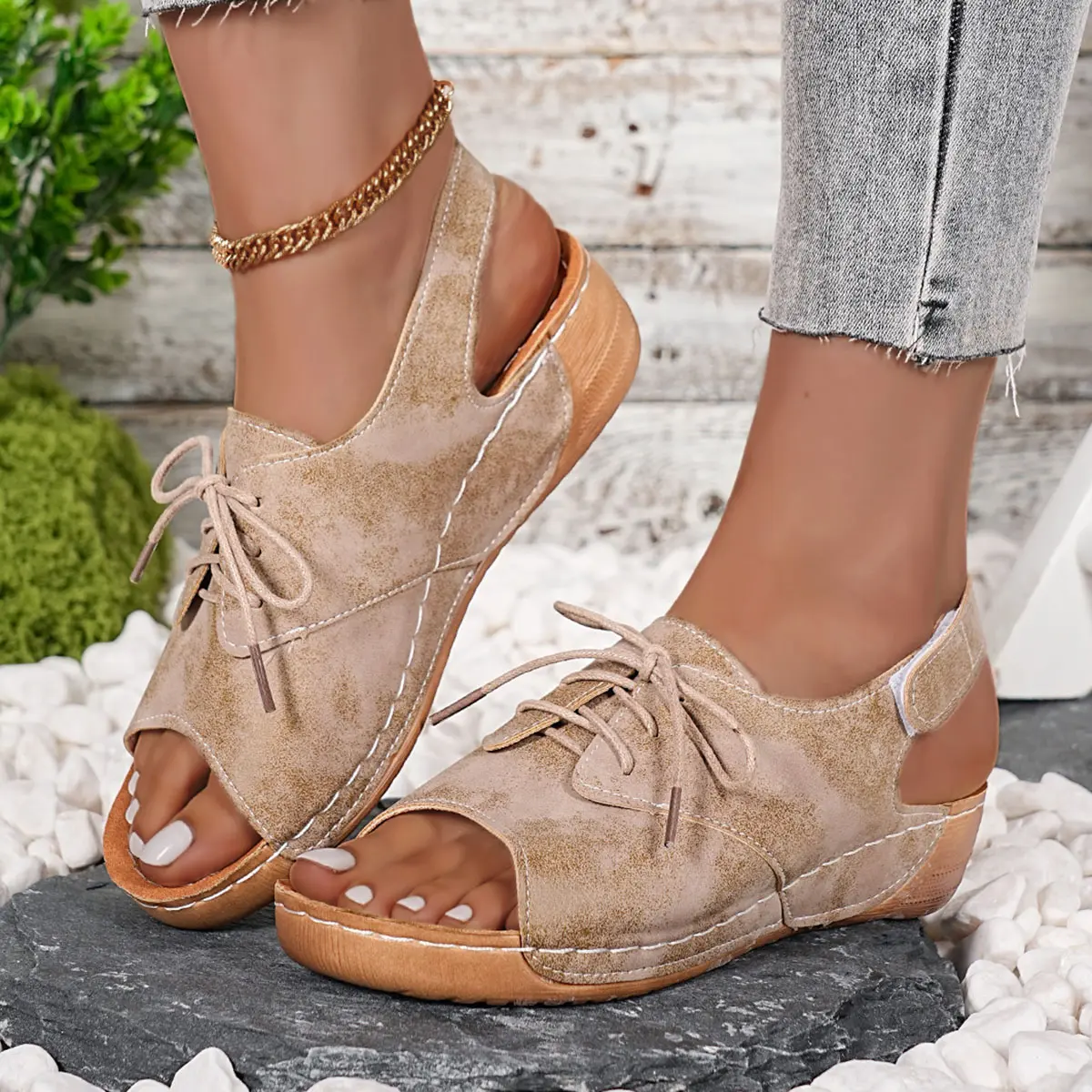 Women's Mix Color Wedge Sandals 2025 Summer Lightweight Platform Sandals Woman Plus Size 43 Non Slip Thick Bottom Beach Shoes