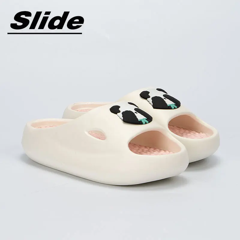 Cartoon Panda Indoor Shiatsu Massage Slippers Women Thick Bottom Non Slip Bathroom Slippers 2024 Summer Platform Sandals Slides