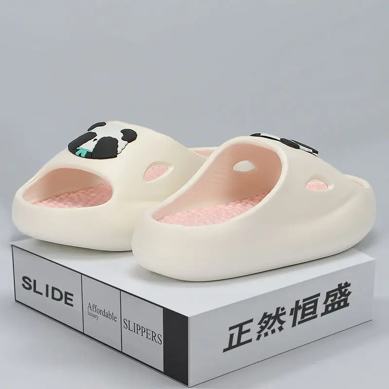 Cartoon Panda Indoor Shiatsu Massage Slippers Women Thick Bottom Non Slip Bathroom Slippers 2024 Summer Platform Sandals Slides
